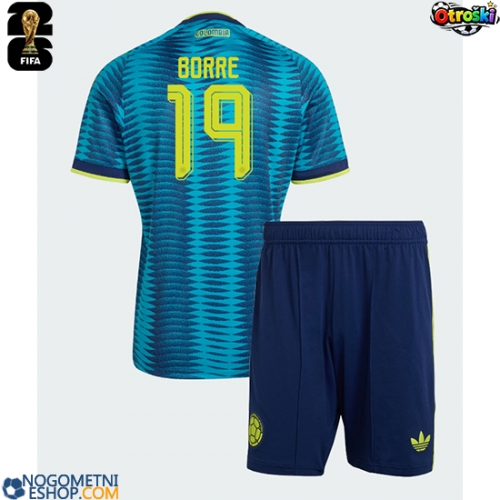 Otroški Nogometni dresi Kolumbija Rafael Santos Borre #19 Gostujoči SP 2026 Kratek Rokav (+ Kratke hlače)